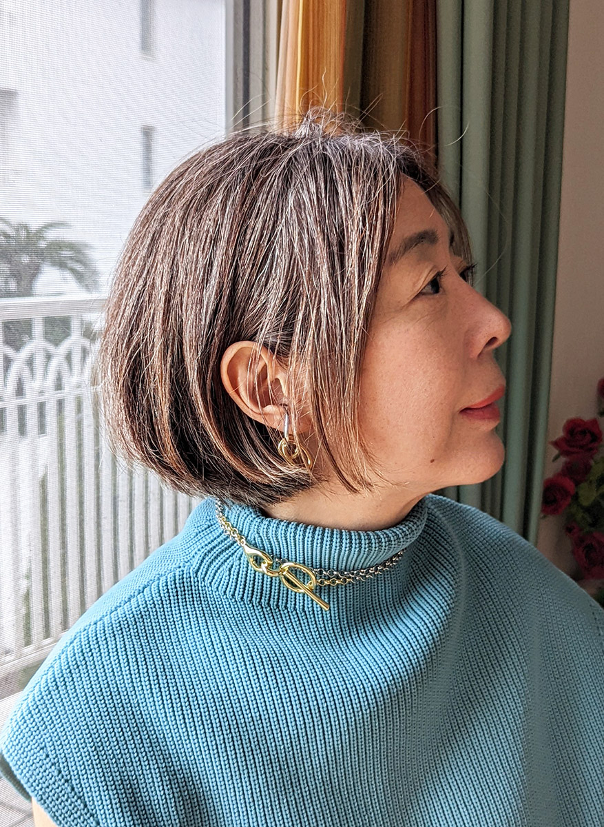 バイカラーマンテルチェーン ネックレス 2way ゴールド&シルバー