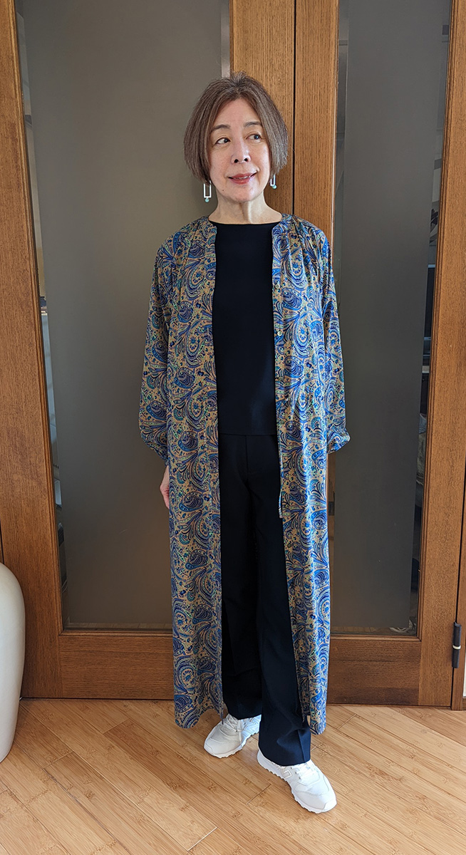 ペイズリー柄ワンピースのブルー