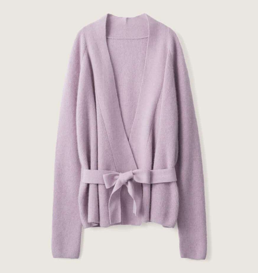 フォックス混ベルト付きカーディガン