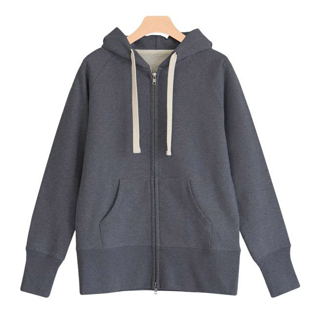 綿100%Wジップフード付きスウェットパーカー