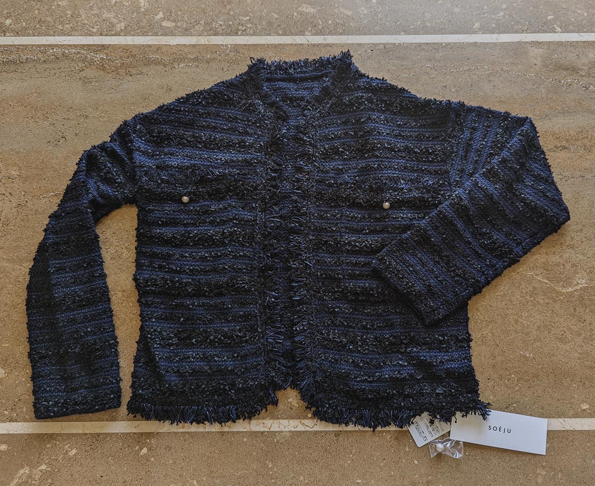 ツイードライクニットジャケット NAVY