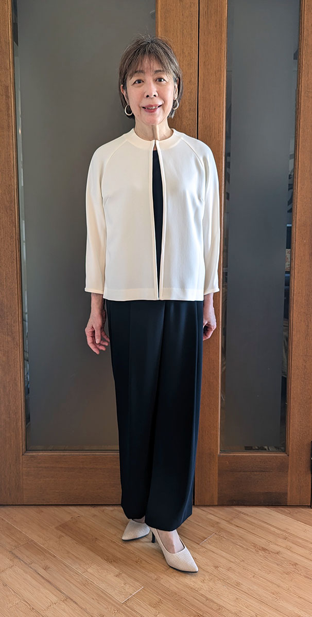 ソージュ／フロントホック8分袖ジャケット ライトグレー Mサイズ