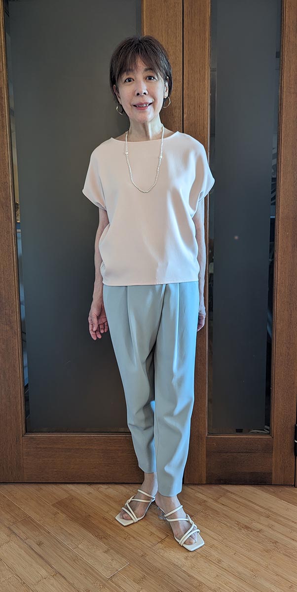 ピンクとミントのコーデ