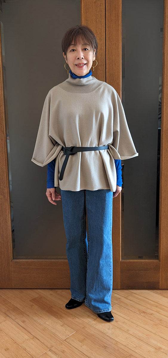 soeju ウール混2WAYケープニット グレージュ