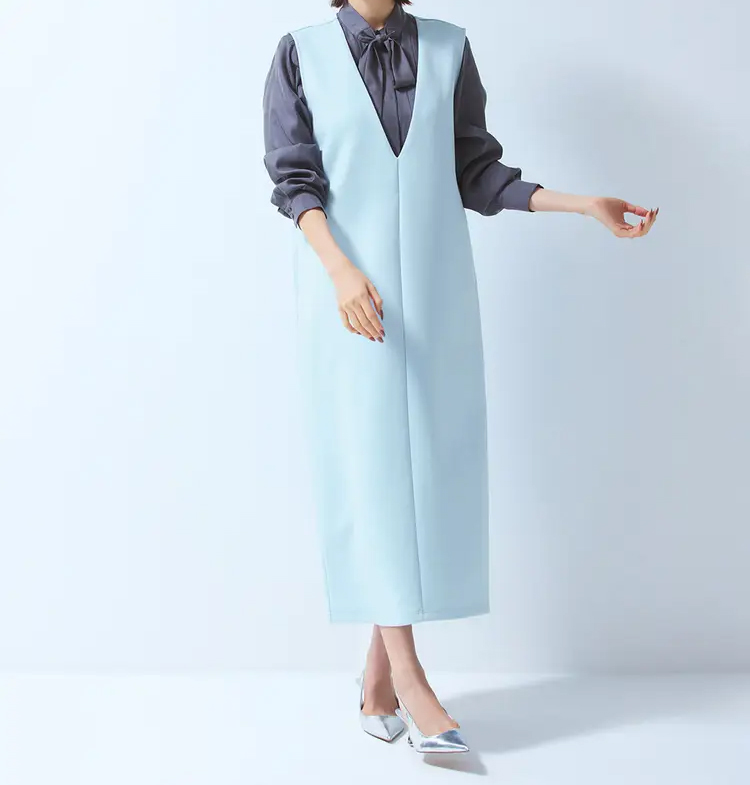 ダブル編みジャージー・深Vネックジャンスカ