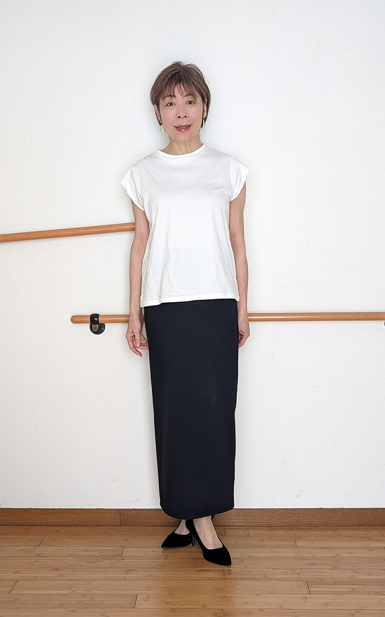 フレンチスリーブTシャツのホワイト