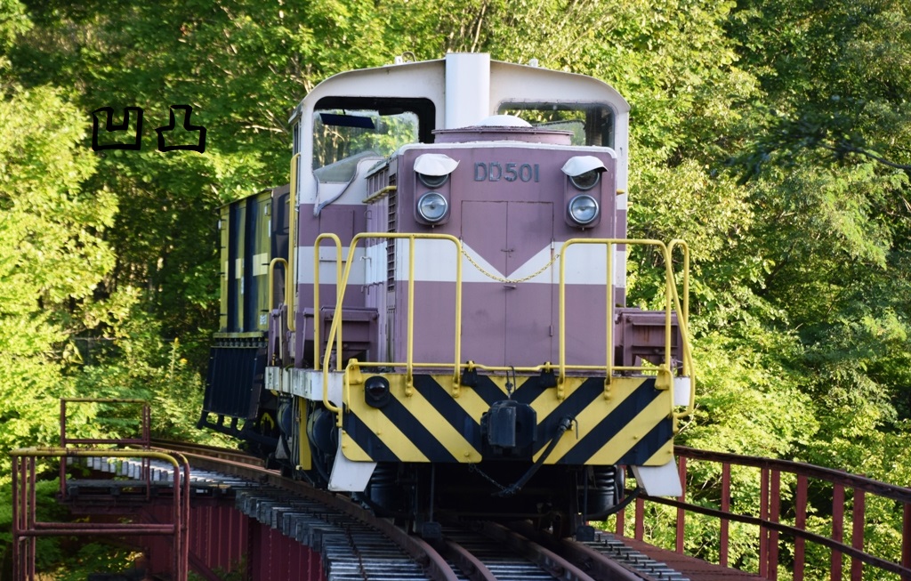 三井芦別鉄道DD501&セキ3820 芦別市炭山川橋梁 - 凹凸プラ陳列館