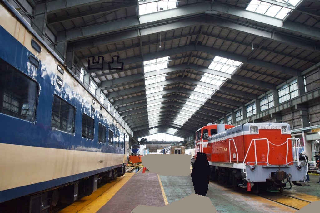 秋田総合車両センターの保存車と動輪（秋田総合車両センターフェア2025