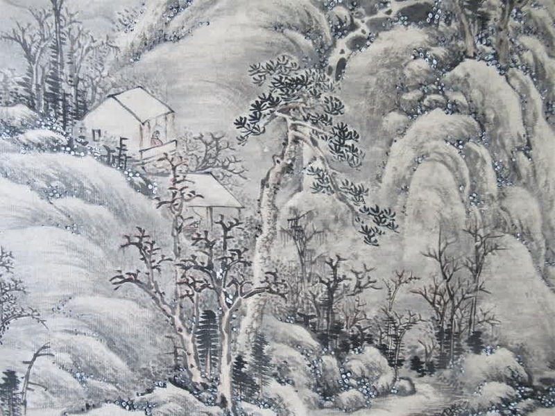 箱誂完了 寛政庚申雪景山水図 釧雲泉画・細合半斎賛 & 柳下燕図 渡辺省亭筆 - 夜噺骨董談義