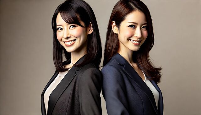 黒髪と茶髪の女性