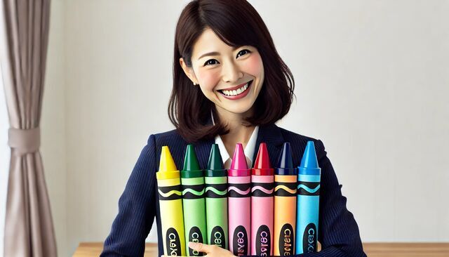 色を選ぶ女性