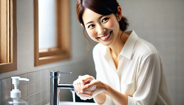 清潔感のある白シャツの女性