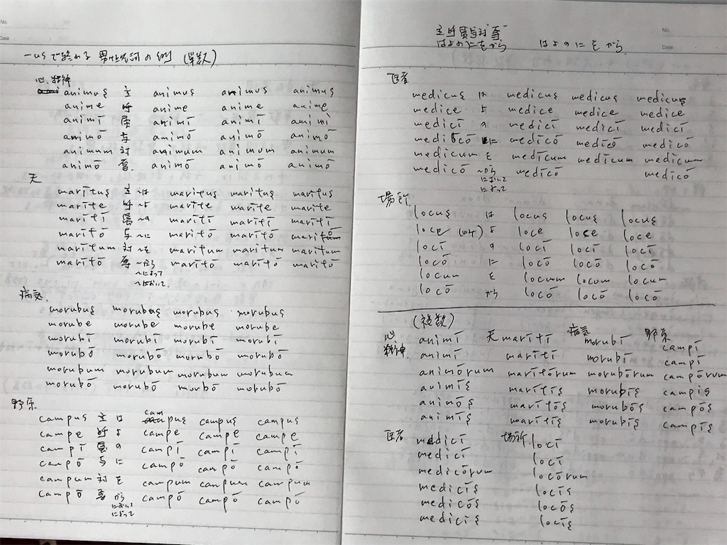 第２変化名詞の活用の書き取り Usで終わる男性名詞 ラテン語な日々