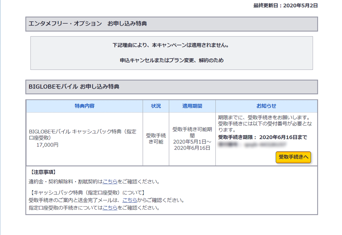 Biglobeモバイルのキャッシュバックを申請したら すぐに1万7千円が振り込まれた 東京生まれhouse Music育ち