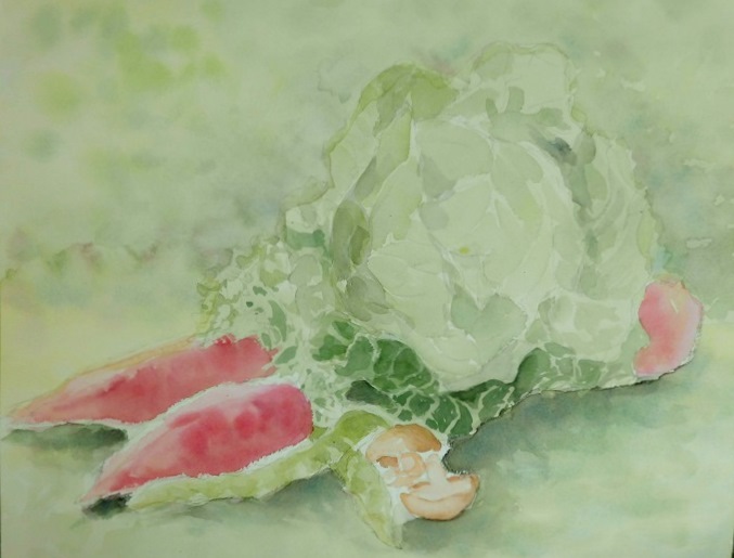 2017年：1月 『冬野菜を描く － キャベツと赤大根』 - The Fool On The