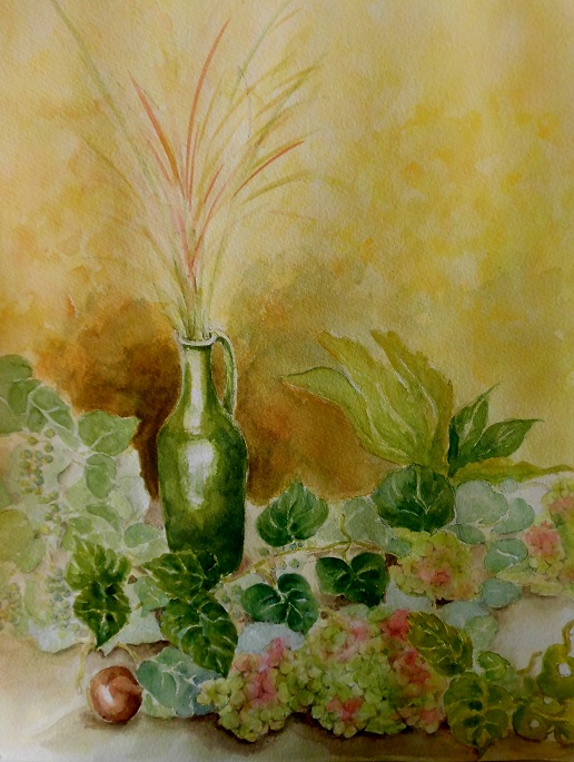 17年 10月 秋を描く ススキと野葡萄 The Fool On The Hillside