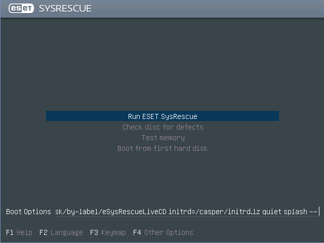 Eset_SysRescue_Live_bootmenu