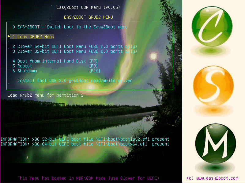 【Easy2Boot】UEFI GRUB2 Menu System UEFI マルチisoダイレクトブート