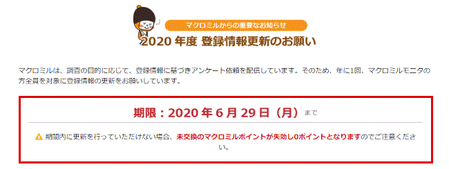 マクロミル登録更新