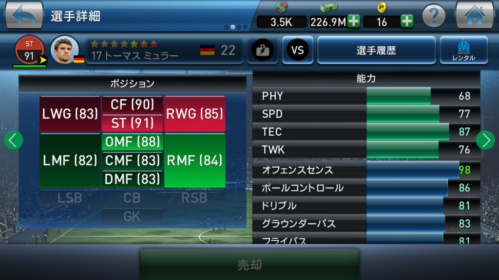 ウイクラ攻略 ７トーマス ミュラー 17 18 National 2nd のステータス プレースタイル スキル 特性まとめ Fifaモバイルとウマ娘の無課金攻略a