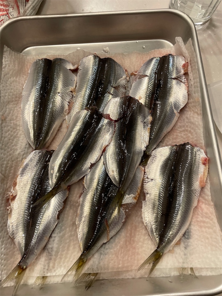 鰯の刺身 鰯の梅酢ジメ 鰯の骨せんべい 酒と飯