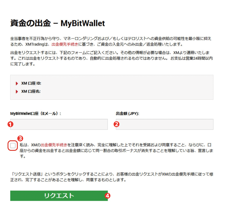 XM bitwallet(ビットウォレット)での出金方法