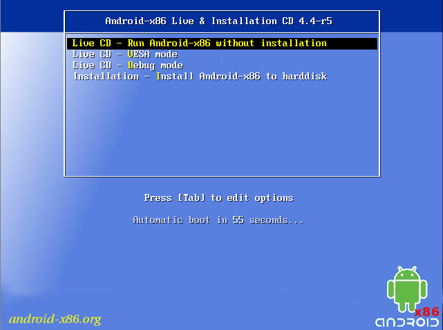 Android-x86をインストールする