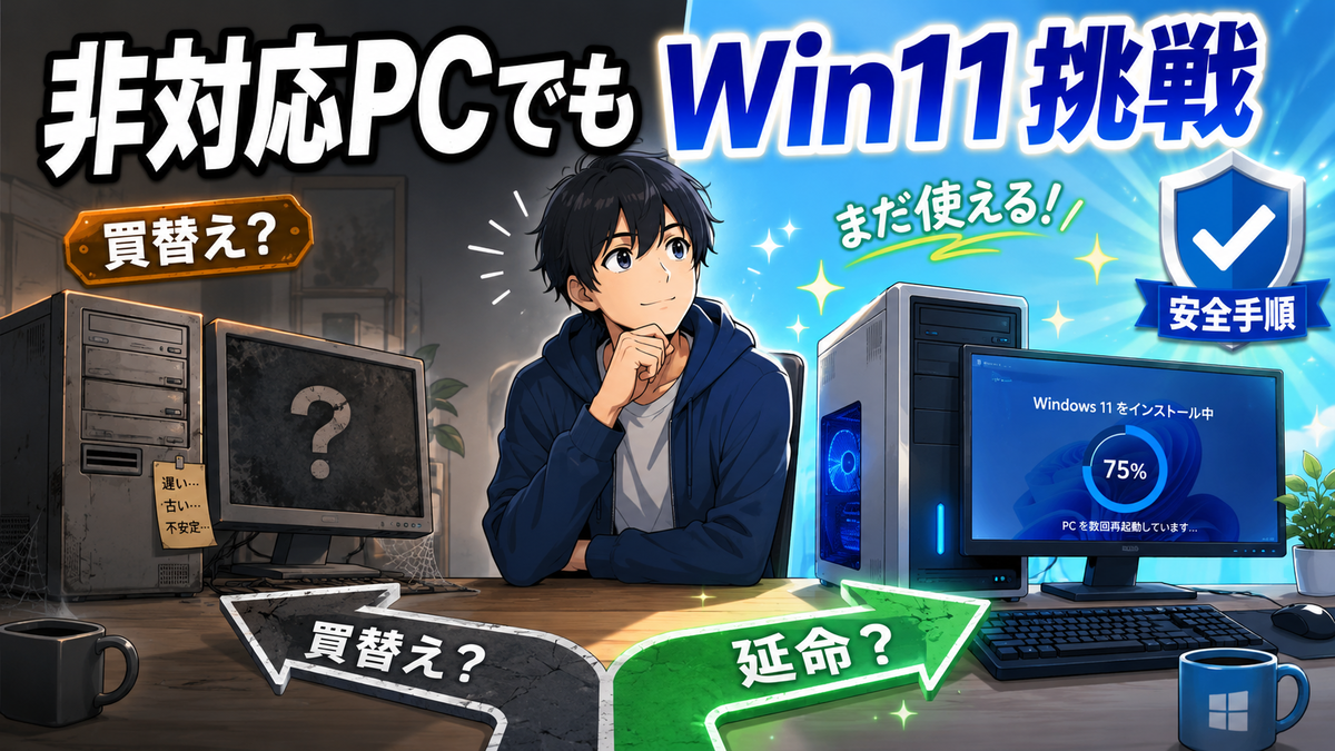 デスクトップPC【Windows非対応】 延命か買い替えか？「Windows 11非対応PC」に安全に無理やり
