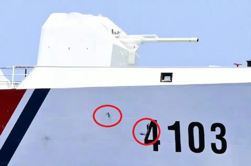 中国海警局】 フィリピン沿岸警備隊の巡視船と接触し、056型「海