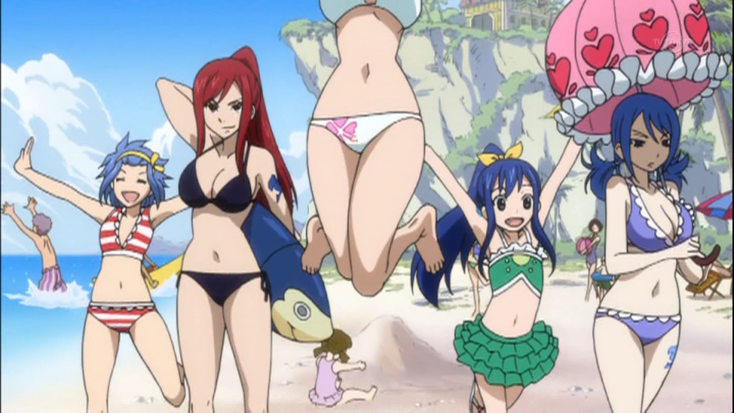 個別 Anime Fairy Tail ルーシィ へそ 水着 エルザ 黒水着 ウェンディ マーベル レビィ マグガーデン の写真 画像 Pema S Fotolife