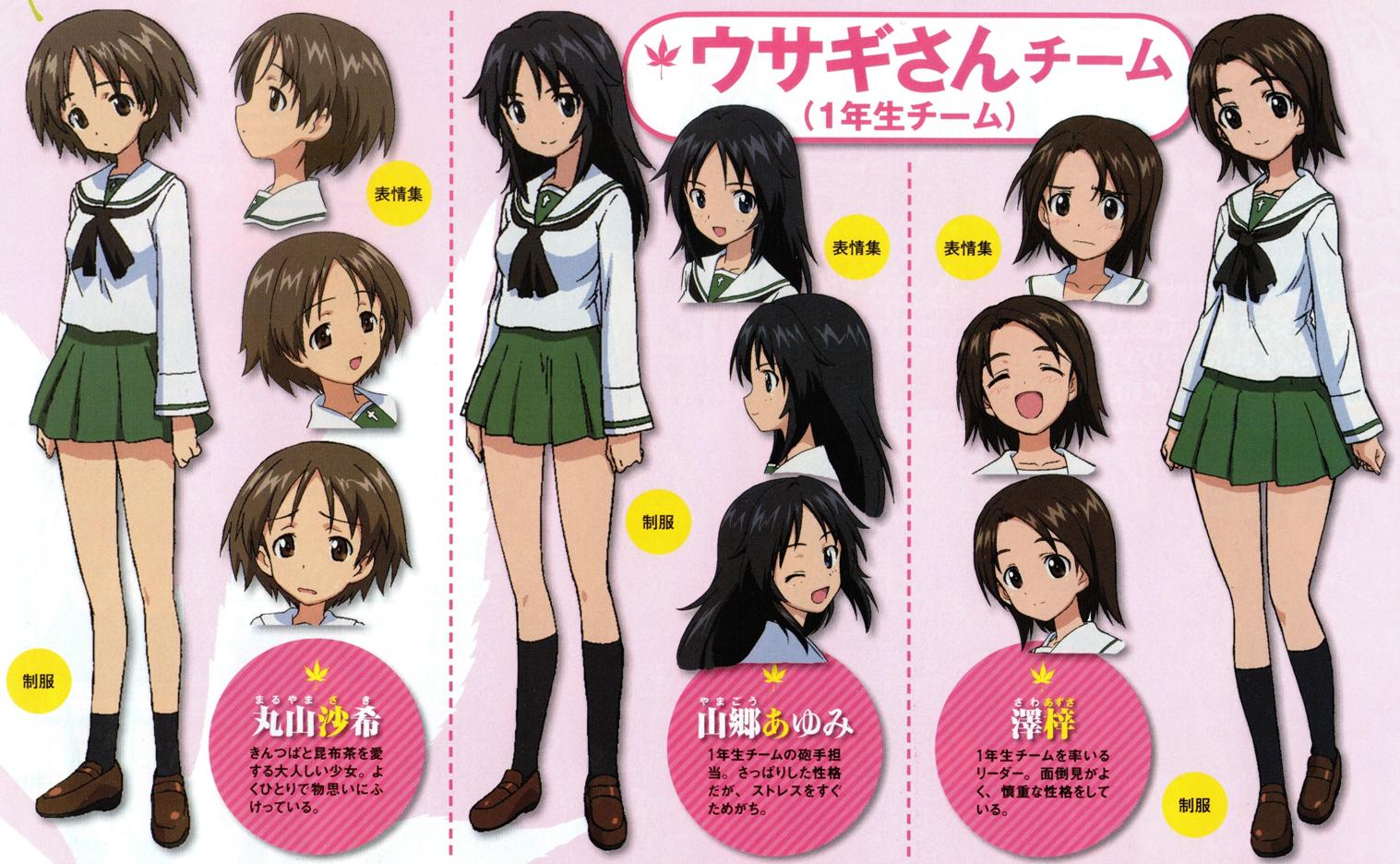 個別 Anime ガールズ パンツァー ガルパン資料 設定画 澤梓 山郷あゆみ 丸山紗希 一年生 ウサギ の写真 画像 Pema S Fotolife