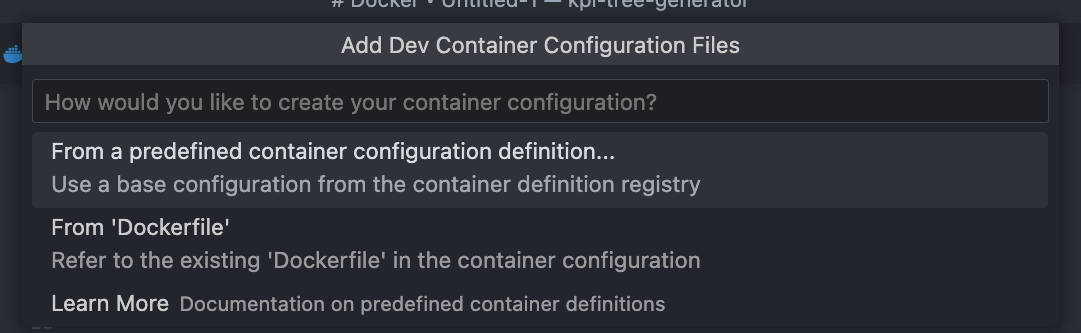 コンテナの設定方法を選択する
