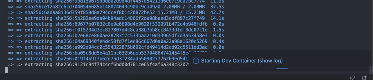 VSCodeがコンテナを起動・読み込み