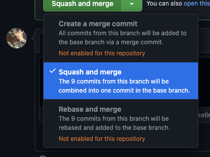 Squash and merge しか選択できない