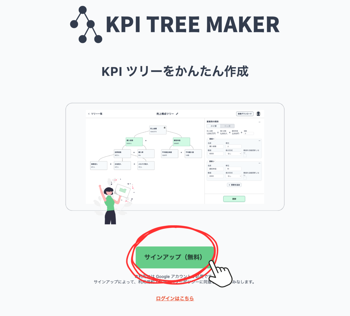KPI TREE MAKER にサインアップ