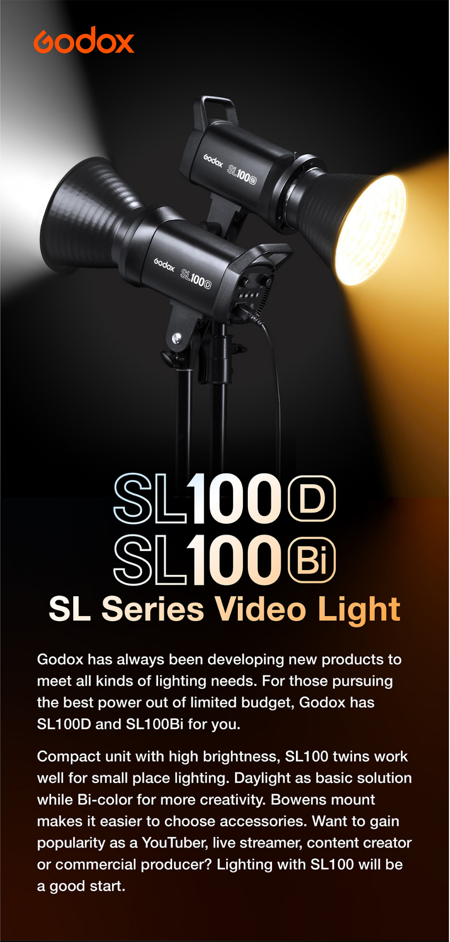 Godox SL100D / Godox SL100Bi ※14%オフで購入できる特典を追記（2021 