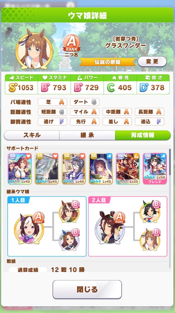 ウマ娘 無課金 グラスワンダーがaランクになったので振り返る Swatanabe S Diary