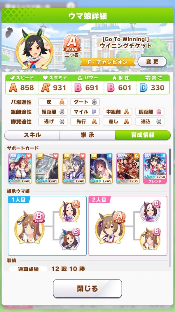 ウマ娘 無課金 ウイニングチケットがaランクになったので振り返る Swatanabe S Diary