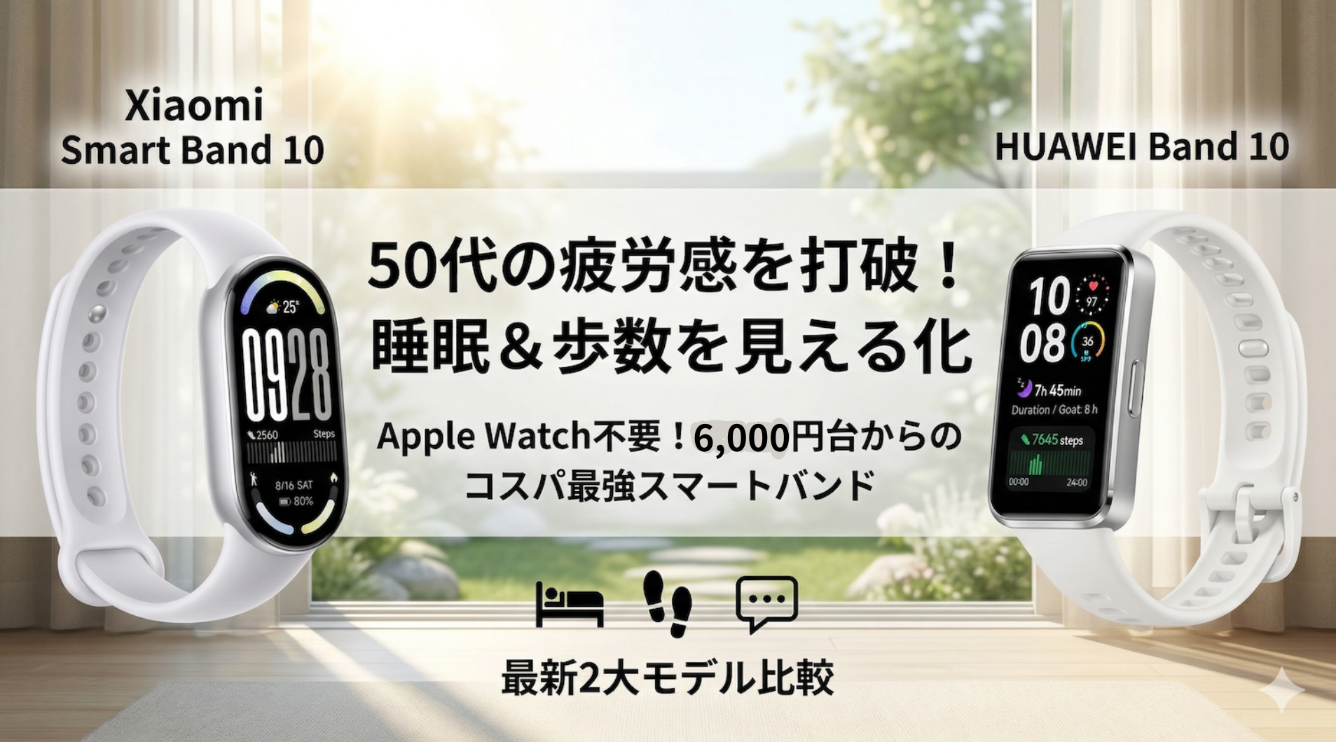 6,000円台で睡眠と歩数を見える化するコスパ最強スマートバンド2選