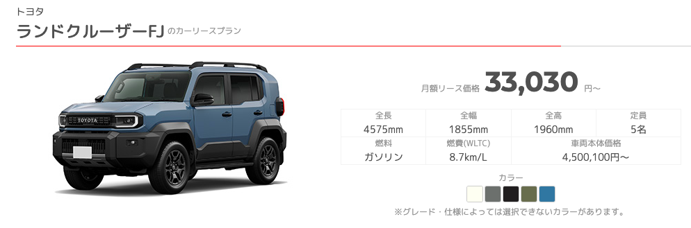 ランドクルーザーFJのカーリースのイメージ