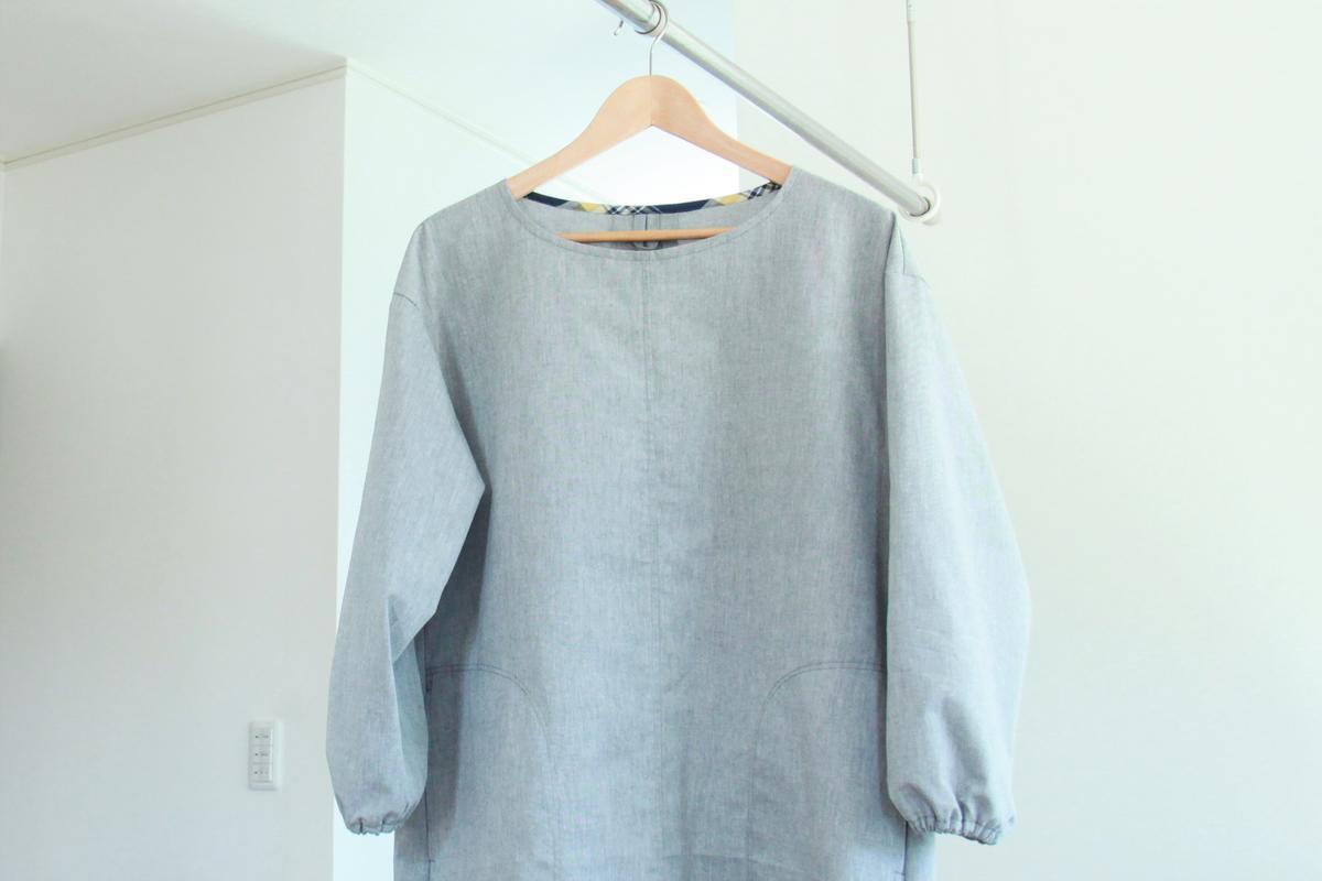 大人服 パタレさんの プルオーバー割烹着 をマルイシさんの綿ポリダンガリーで作りました Pi Opioのお裁縫生活