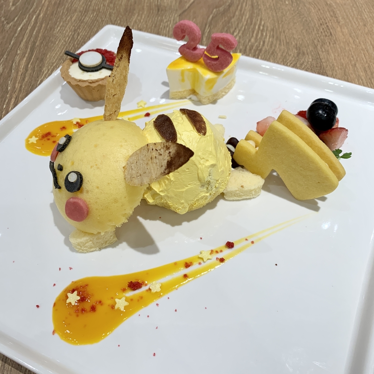 ポケモンカフェ ピカチュウのでんこうせっか スイーツプレート ポケモン25周年記念 ポケモンセンターnakayama