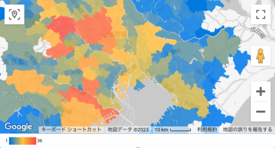 市区町村ごとの塗りつぶし例