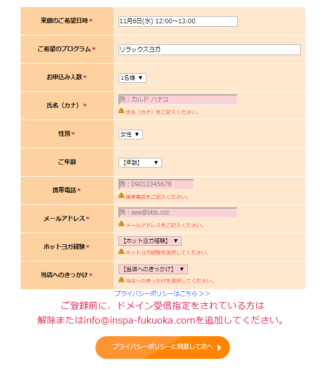 個人情報を入力 step3.個人情報を入力