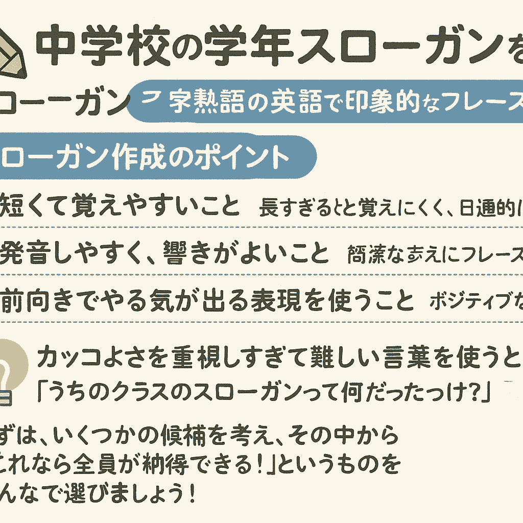 中学校の学年スローガンを作るコツ