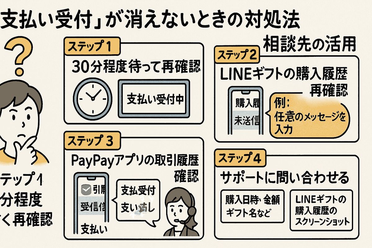支払い受付」が消えないときの対処法と相談先の活用