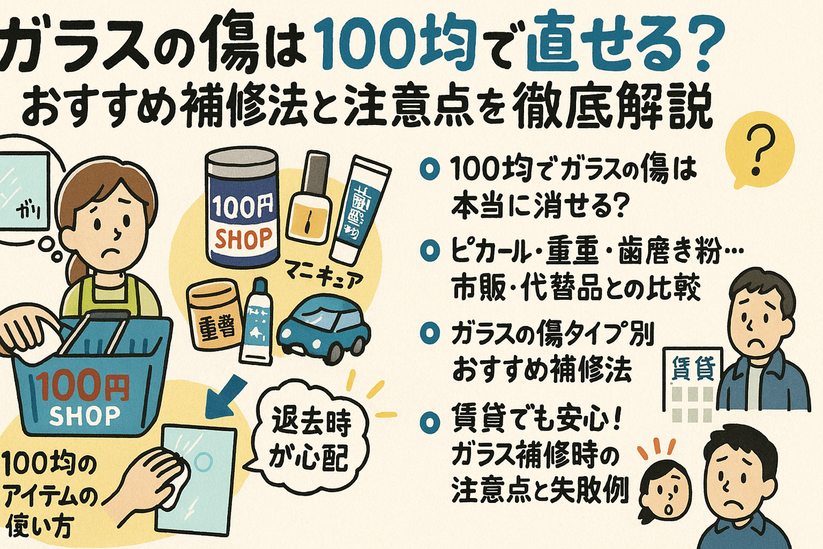ガラスの傷は100均で直せる？おすすめ補修法と注意点を徹底解説