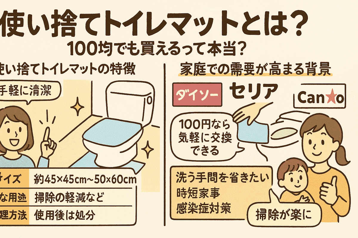 使い捨てトイレマットとは？100均でも買えるって本当？