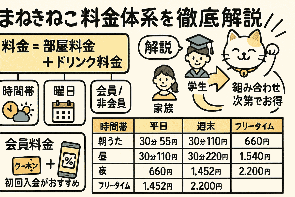 まねきねこのカラオケ料金を完全解説｜時間帯別・プラン別の値段とお得術 - oyakudachi’s diary