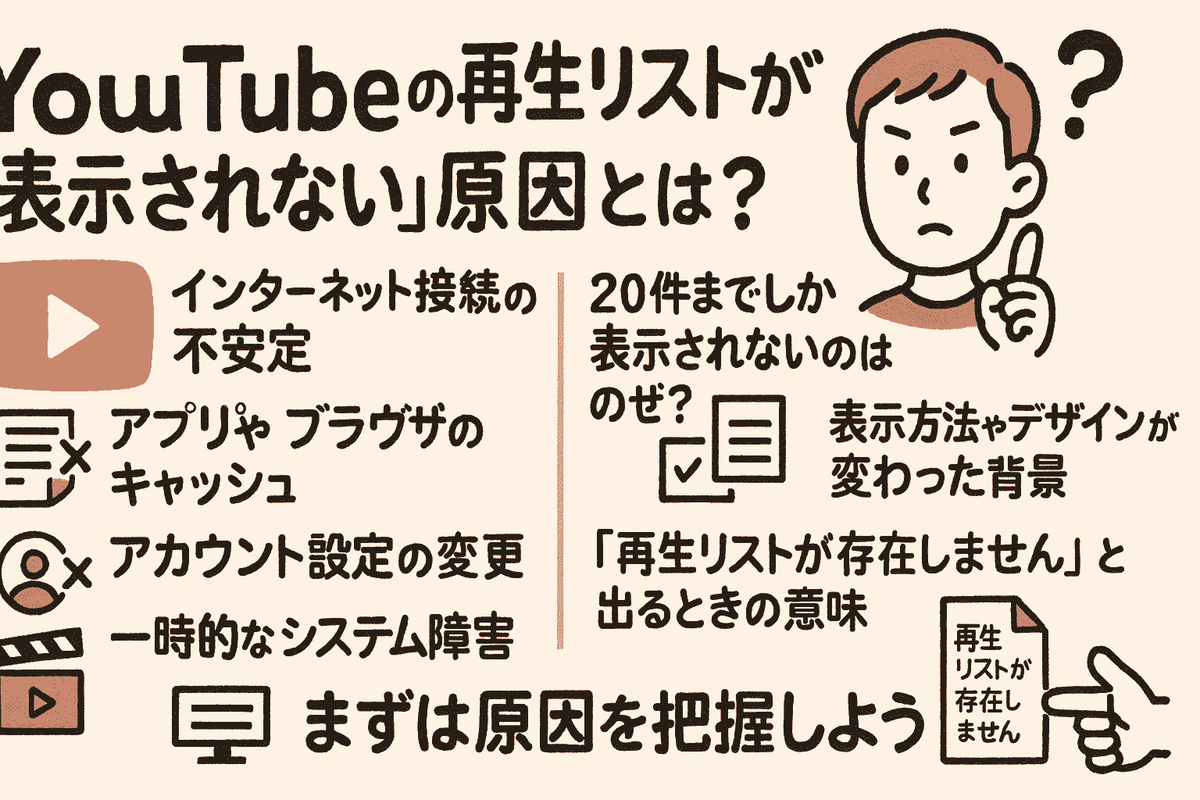 YouTubeの再生リストが「表示されない」原因とは？